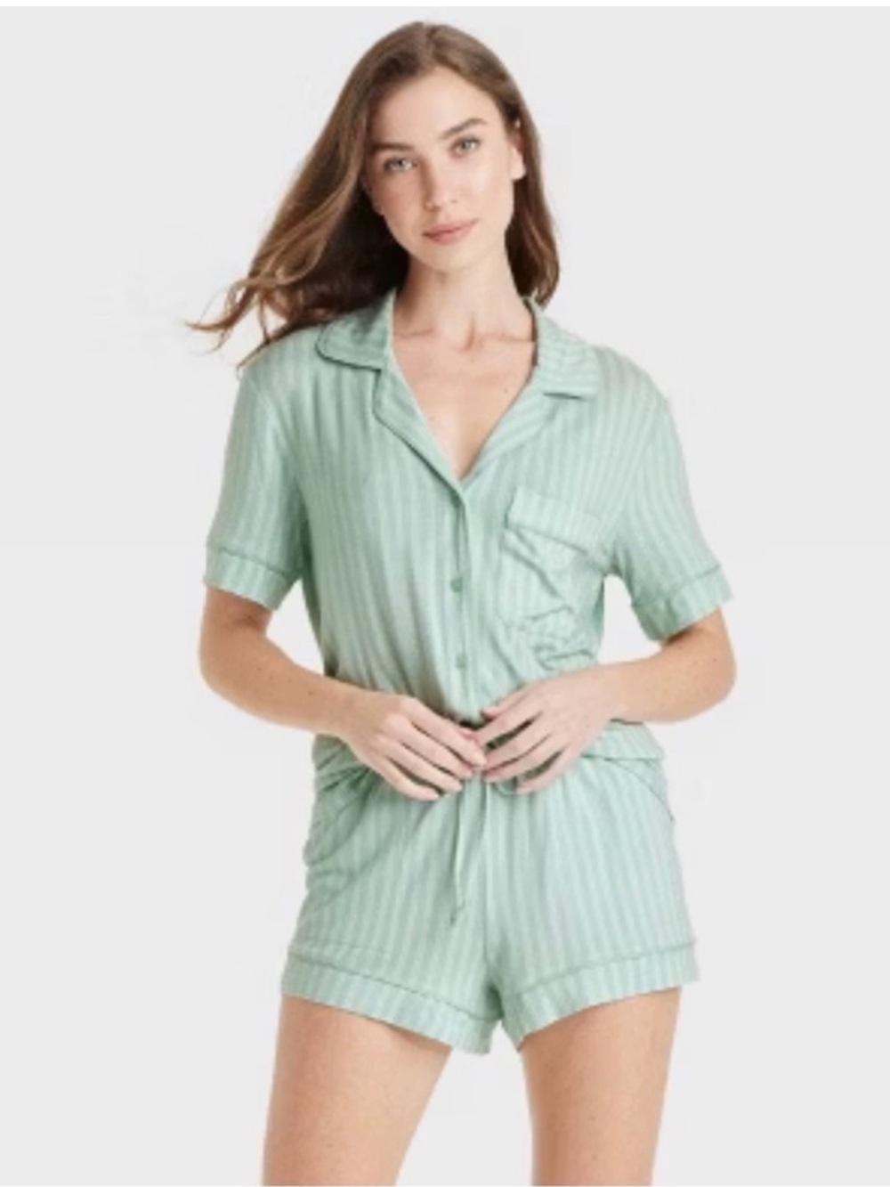NWT Auden x Target Cloud Knit Pajama Set in “Light Green Stripe”